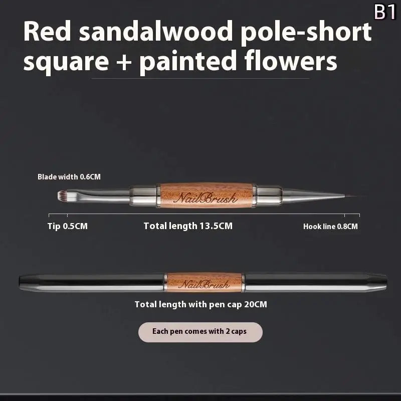 Sandalwood Line Nail Art Pen Double Headed Brush Nail Construction Pen High Quality Paintings Pen Nail Tools Peaceful Pleasures Health and Wellness B1