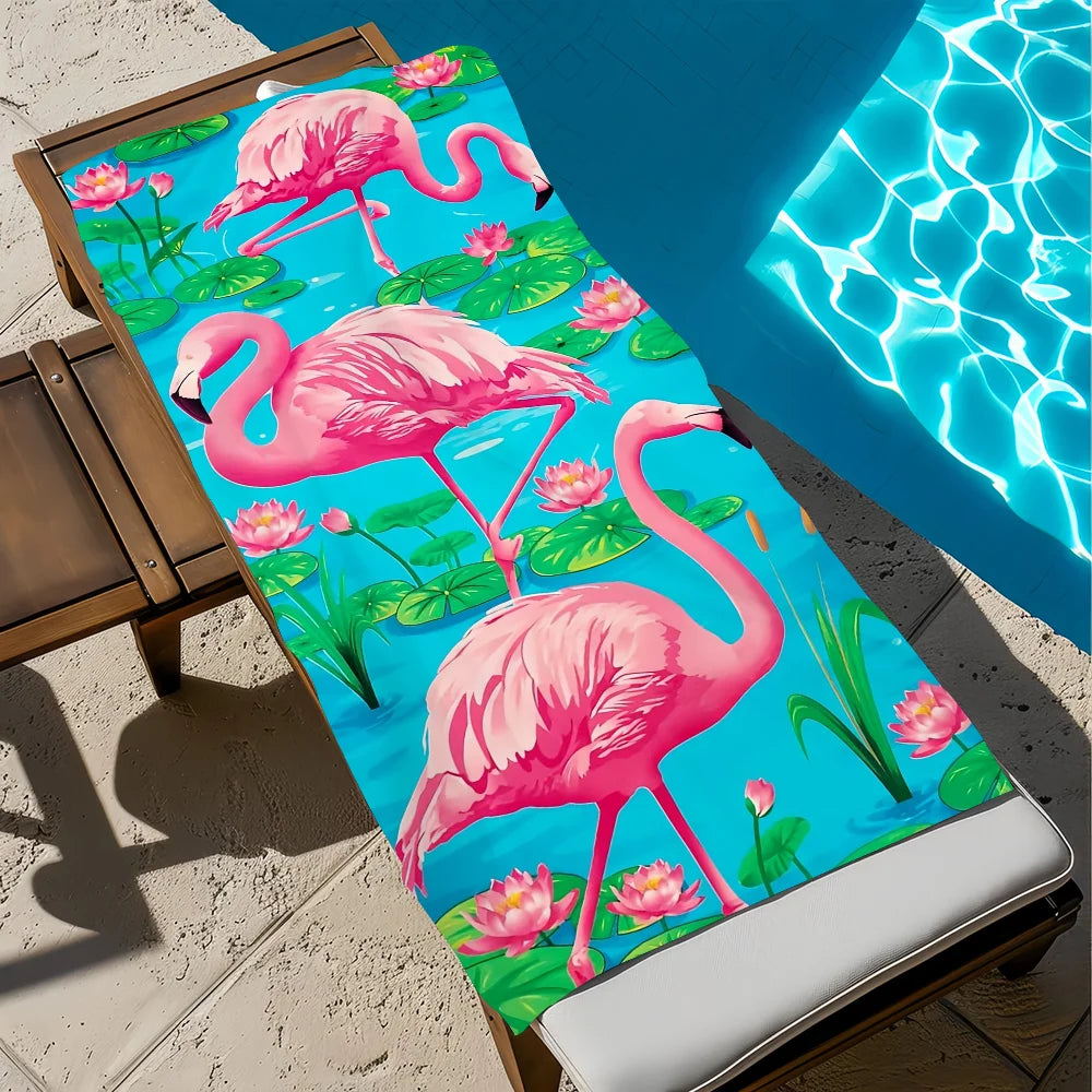 Flamingo Quick-Dry Beach Towel | Soft Pool & Travel Towel Quick-Dry Beach Towel Peaceful Pleasures Health and Wellness z1 STJ80x160CM