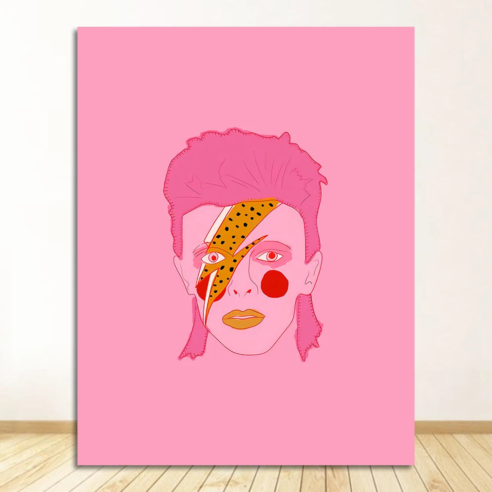 Pink Lucky You Nordic Abstract Line Face Canvas Wall Art