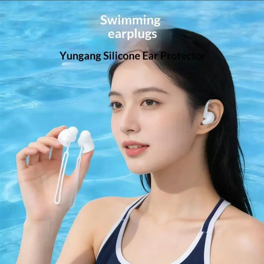 Silicone Swimming Ear Plugs with Lanyard – Waterproof 1 Pair Swimming Ear Plugs Oasis Select