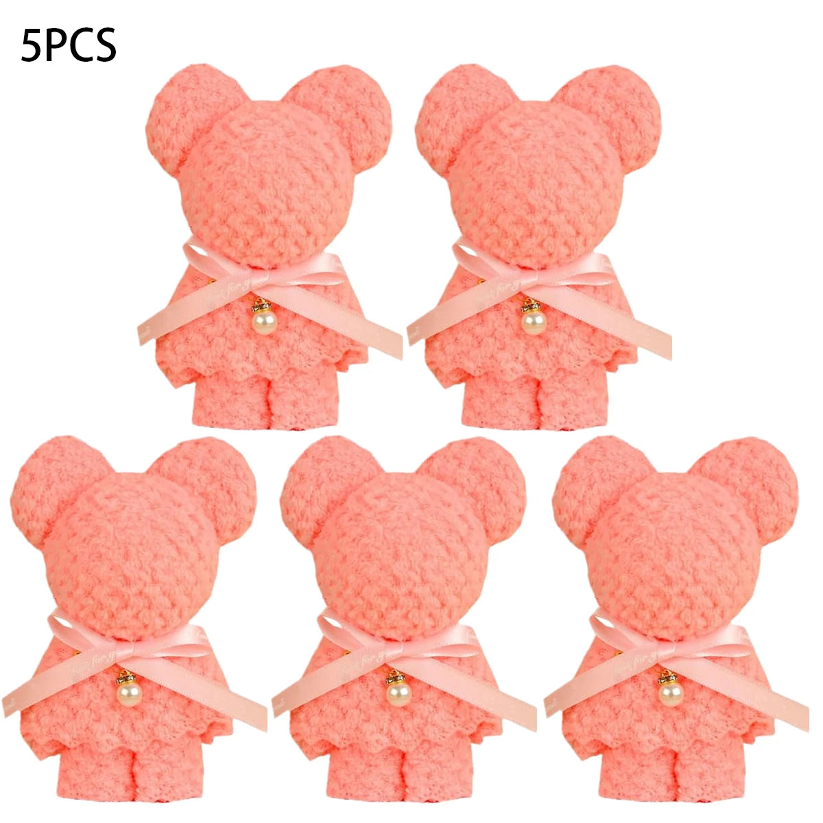 5-Pack Teddy Bear Towels | Wedding, Party & Holiday Gifts