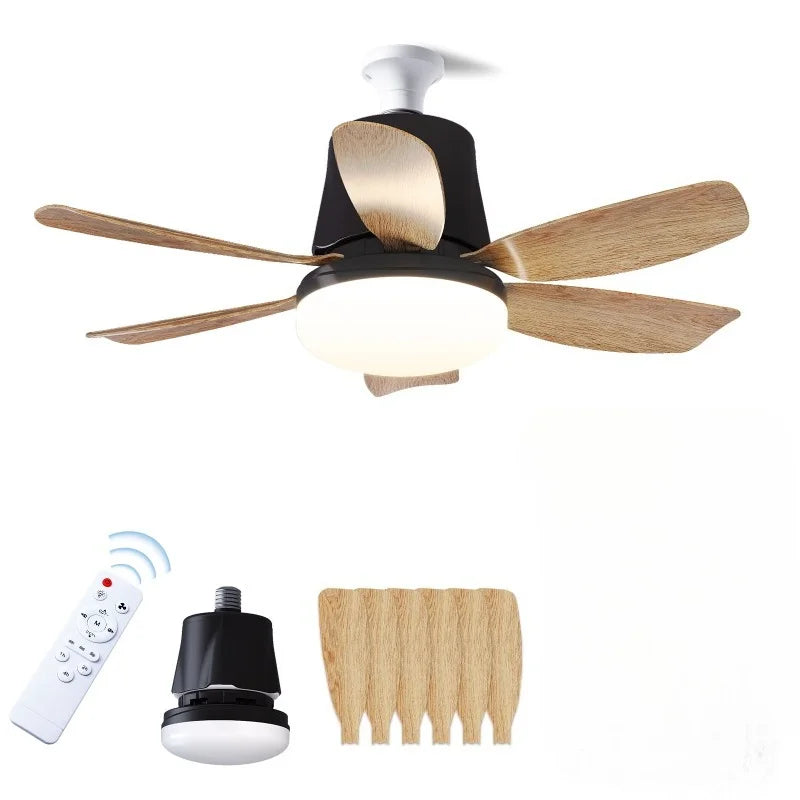 Wood Grain LED Ceiling Fan Light with Remote – RTONTR Modern