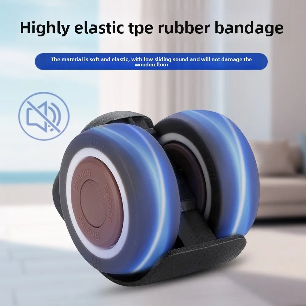 2" Silent Office Chair Caster Wheels – 360° Swivel Rubber Rollers