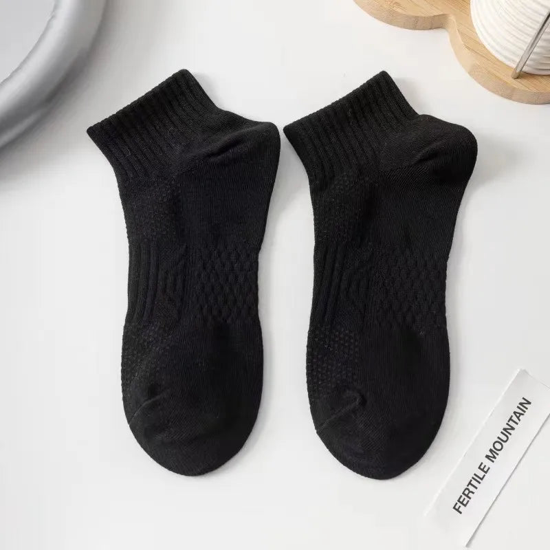 Men's Warm Cotton Short Socks – Black & White Business Sport Set