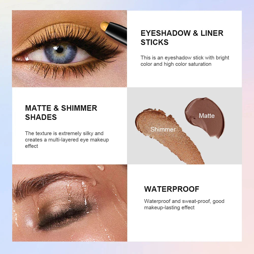 Waterproof Eyeshadow Stick & Primer Set | 11Hr Vibrant Wear