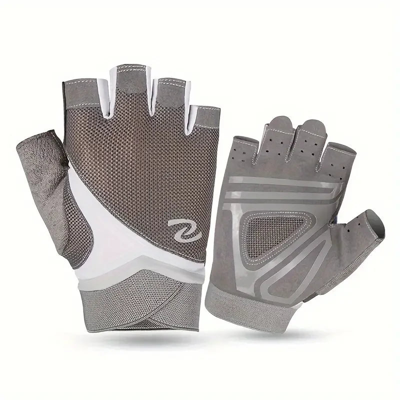1 Pair Unisex Sports Gloves, Half Finger Fitness Gloves, Non-Slip Outdoor Riding & Fishing Gloves Peaceful Pleasures Health and Wellness Gray S