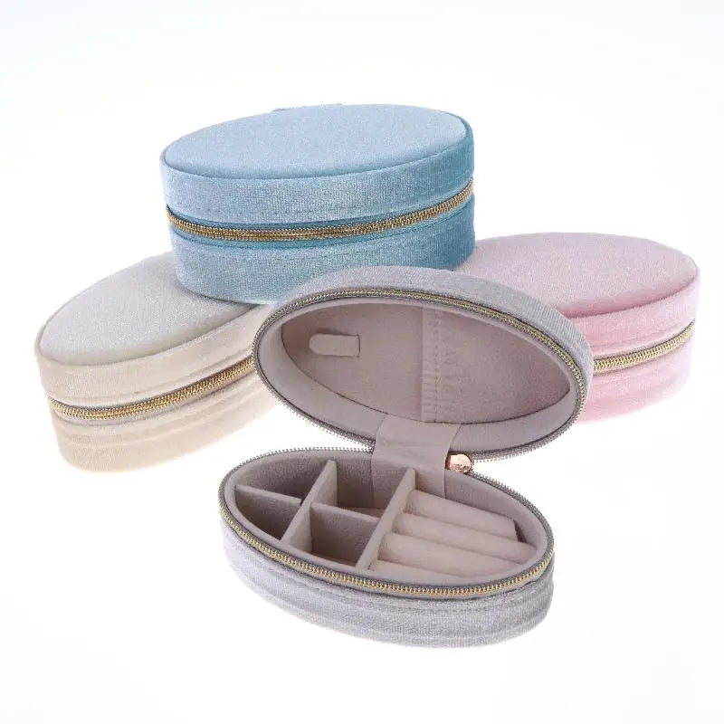 Mini Velvet Jewelry Box Oval Shape for Storage of Rings Earrings Bracelets Luxury Organizer for Home or Travel Peaceful Pleasures Health and Wellness