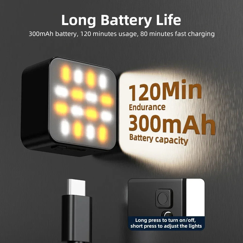 Portable Three-Level Magnetic LED Fill Light for DJI Osmo Pocket 3 Dimming Brightness Photography Lighting Light Accessories Peaceful Pleasures Health and Wellness