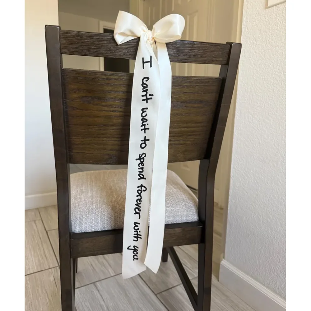 Personalized Satin Ribbon Wedding Chair Tags | Reserved Seating Wedding Chair Ribbon Peaceful Pleasures Health and Wellness
