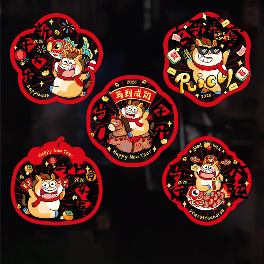 10pcs Chinese New Year Window Cling Stickers Festive Window Decals For Spring Festival No Glue Glass Stickers Decorations Peaceful Pleasures Health and Wellness 40 Set B