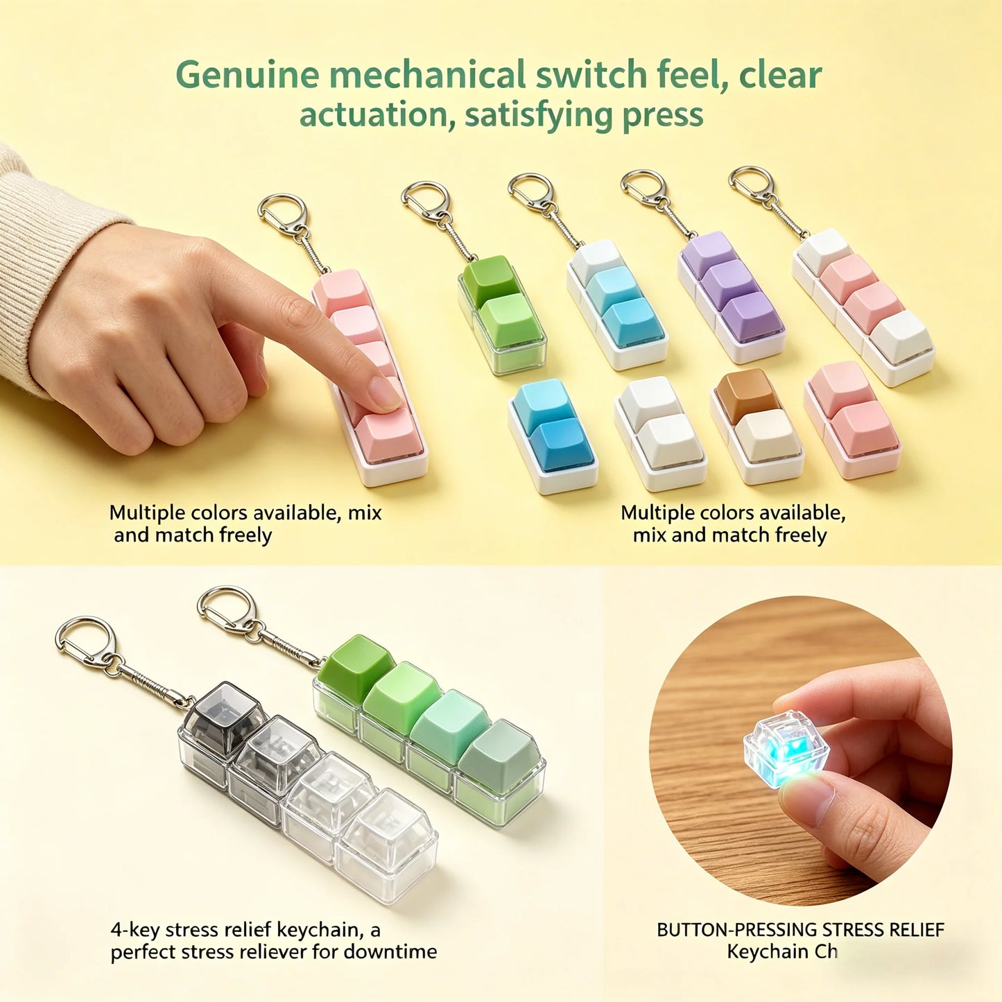 Mini Keyboard Fidget Keychain Toy | Sensory Desk Toy for Adults