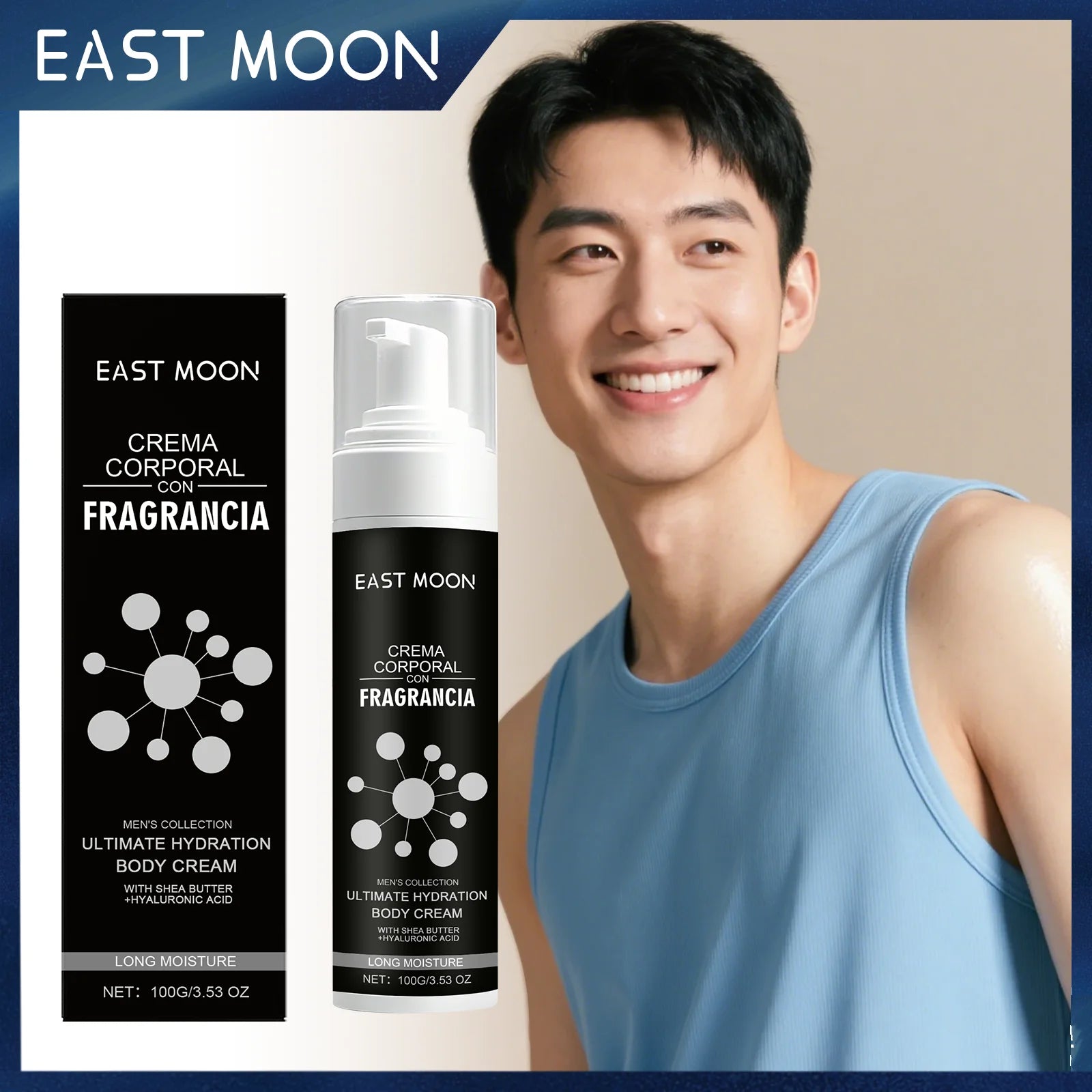East Moon Men's Scented Body Cream Sandalwood Extract Non Greasy Fast Absorbing Improves Skin Texture Elasticity For Dry Skin Peaceful Pleasures Health and Wellness