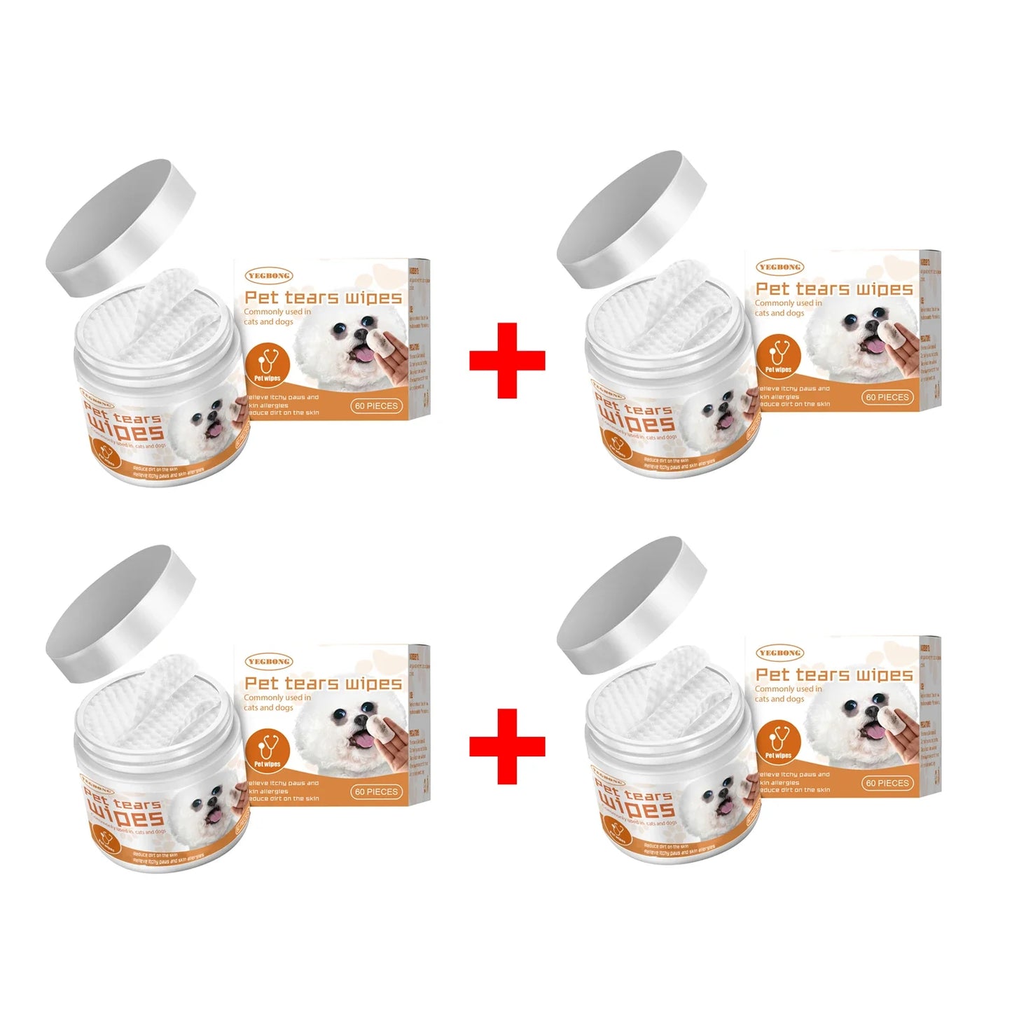 Pet Eye Wipes – Tear Stain Remover for Dogs & Cats 60 Pads