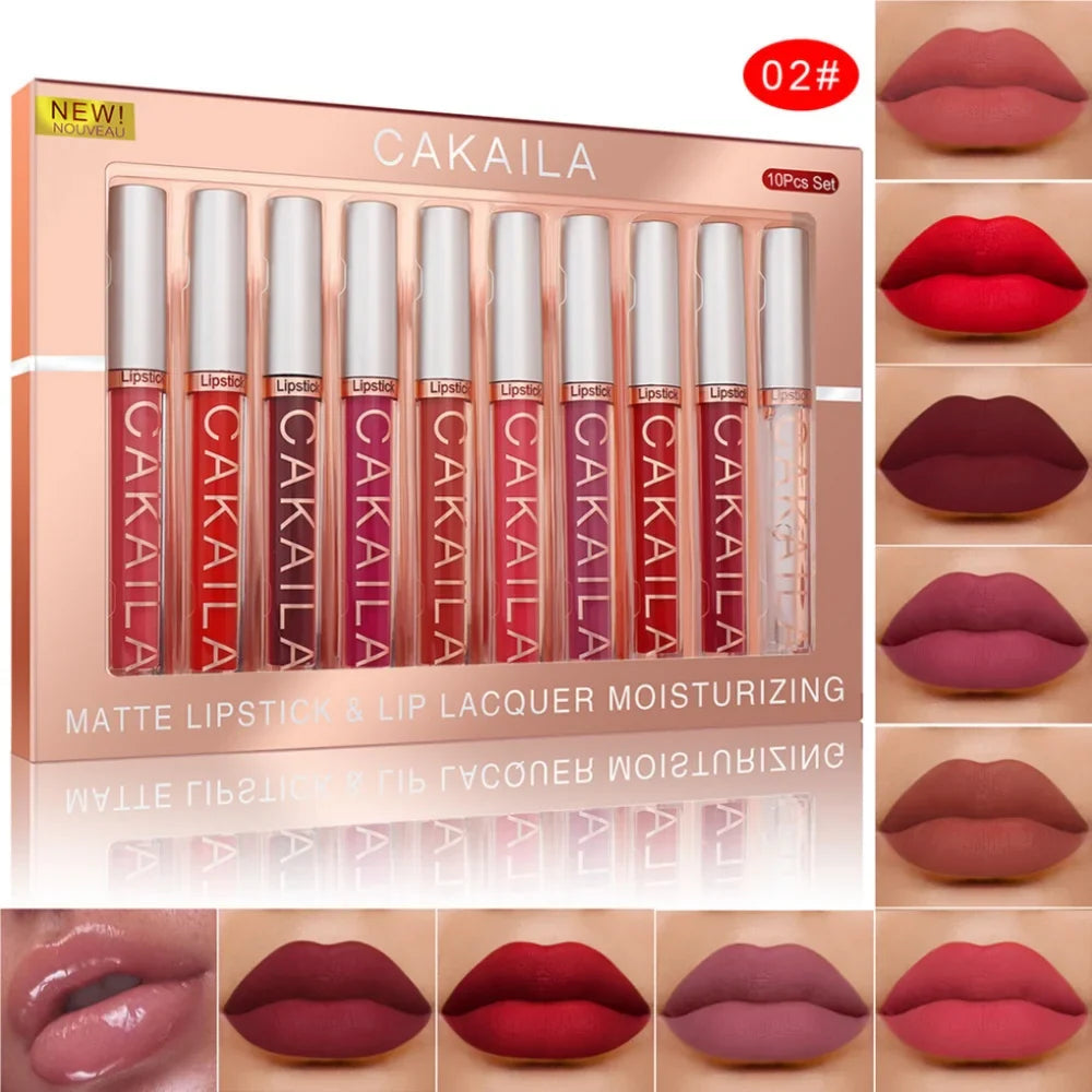 CAKAILA 10-Piece Matte Liquid Lipstick Set – Waterproof & Long-Last