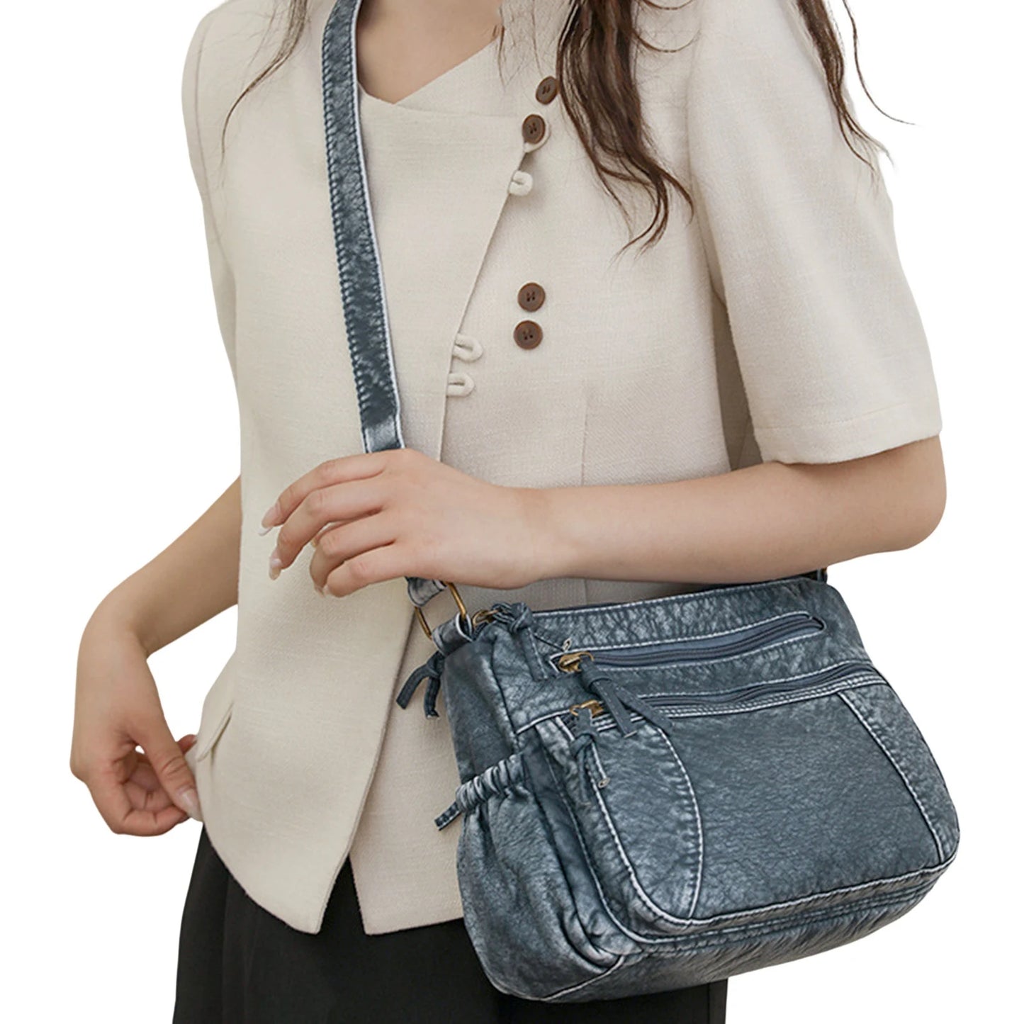 Women's Simple Shoulder Bags Easy to Match Multifunctional Shoulder Bag Suitable for Work Shopping Gatherings Peaceful Pleasures Health and Wellness