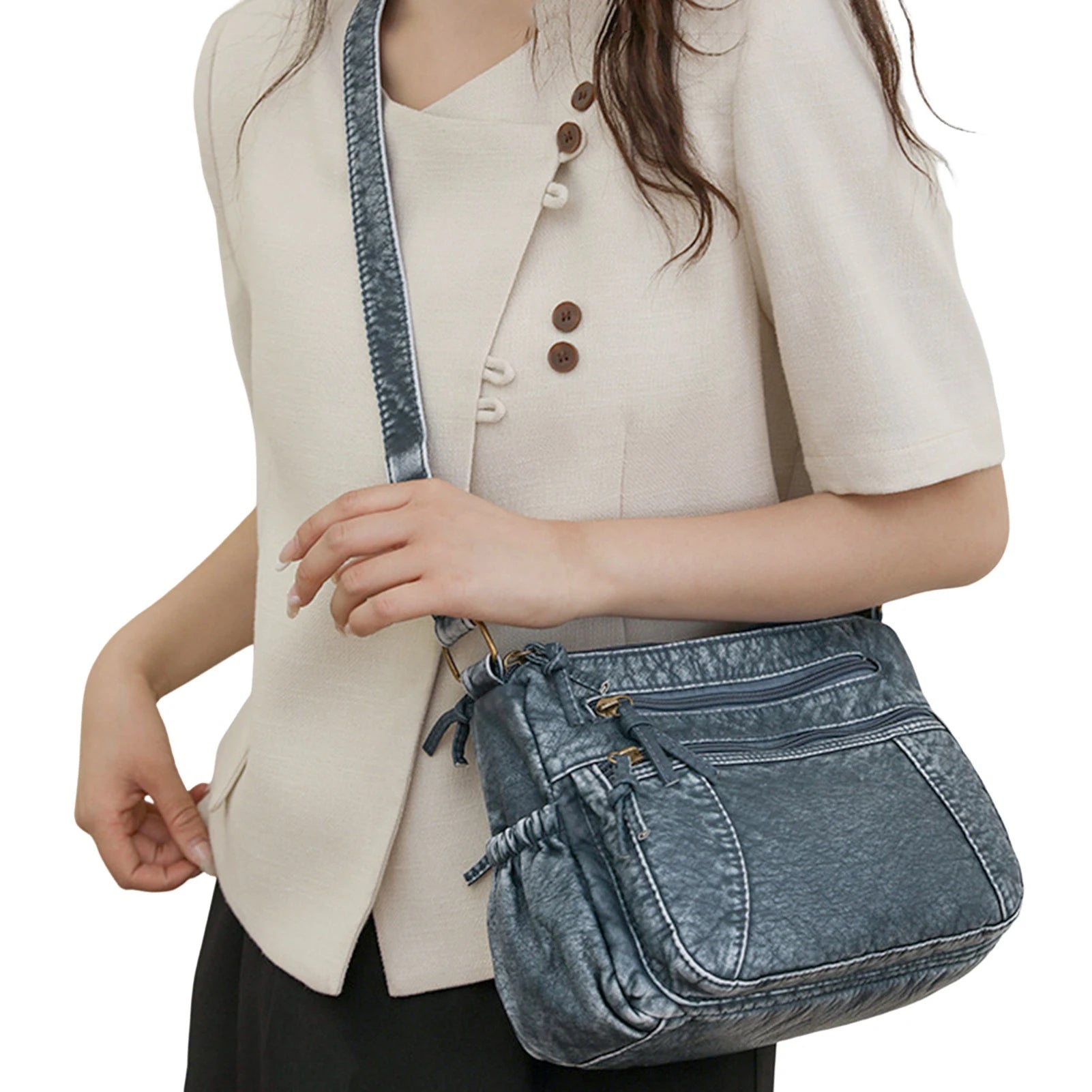 Women's Simple Shoulder Bags Easy to Match Multifunctional Shoulder Bag Suitable for Work Shopping Gatherings Peaceful Pleasures Health and Wellness