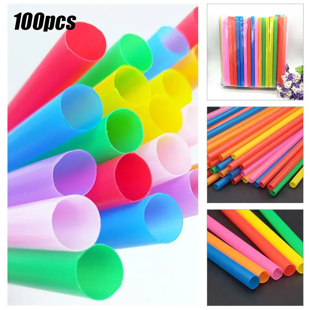 100-Pack 11mm Boba Milkshake Straws – Extra Wide PP Straws