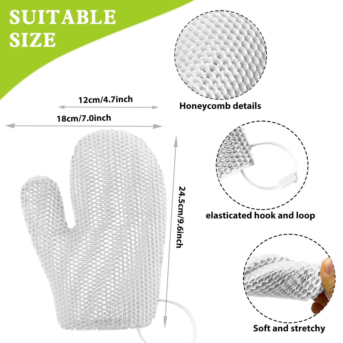 Exfoliating Shower Glove | Honeycomb TPU Antibacterial Bath Mitt