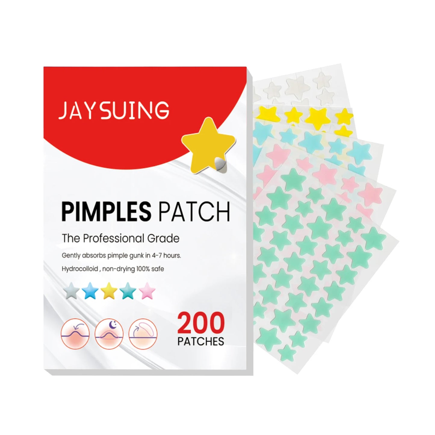 200-Pc Star Hydrocolloid Acne Pimple Patches – Fade Blemishes