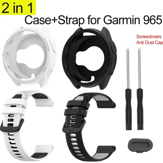 2-in-1 Silicone Case & Strap for Garmin Forerunner 965 Peaceful Pleasures Health and Wellness