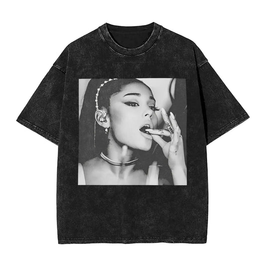 Mens T-Shirt Arianas Sweetener World Tour Washed T Shirts Fashion Grande Summer Tees Vintage Design Cotton Tops Plus Size Peaceful Pleasures Health and Wellness black M