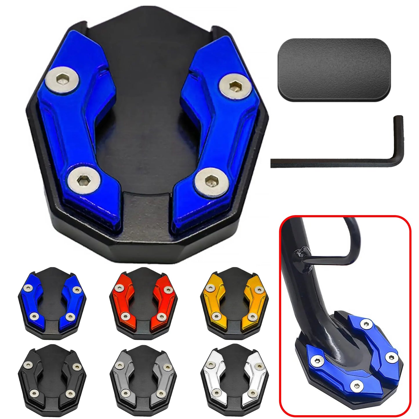 Motorcycle Side Stand Extension Kickstand foot Pad,Support Plate Helps Park Your Bike on Hot Pavement, Grass, Soft Ground Peaceful Pleasures Health and Wellness