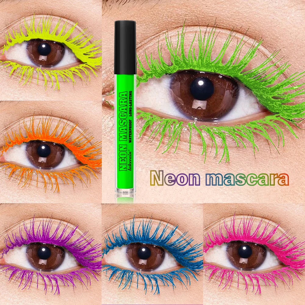 Color Mascara Thick Curl Waterproof Natural Eyelash Long Lasting Blue White Green Pink Luminousk Eye Makeup Korean Cosmetics Peaceful Pleasures Health and Wellness