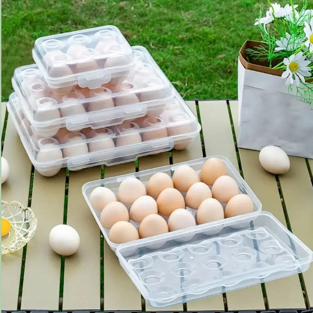 Stackable Egg Holder with Lid | Transparent Plastic Egg Organizer