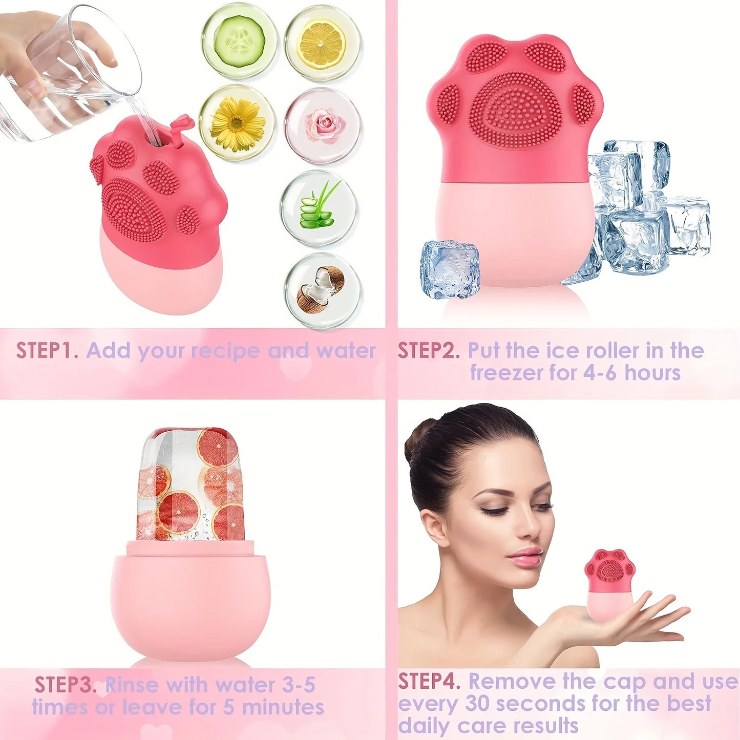 Silicone Facial Ice Roller – Reduce Puffiness & Massage Face