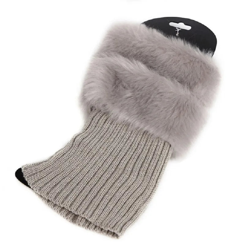 1 Pair High Quality Knitted Boot Cuffs Winter Leg Warmers Women Lady Crochet Knit Fur Trim Leg Boot Socks Toppers Cuffs Peaceful Pleasures Health and Wellness light Grey One Size