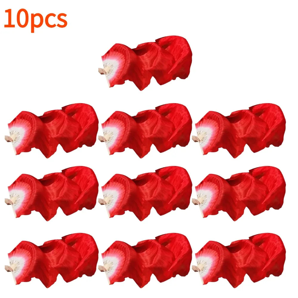 Women Belly Dance Silk Fans for Elegant Performances Peaceful Pleasures Health and Wellness 10pcs