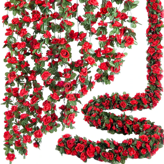2.5m Silk Rose Artificial Flower Vine Garland – Wedding Decor Artificial Flower Garland Peaceful Pleasures Health and Wellness
