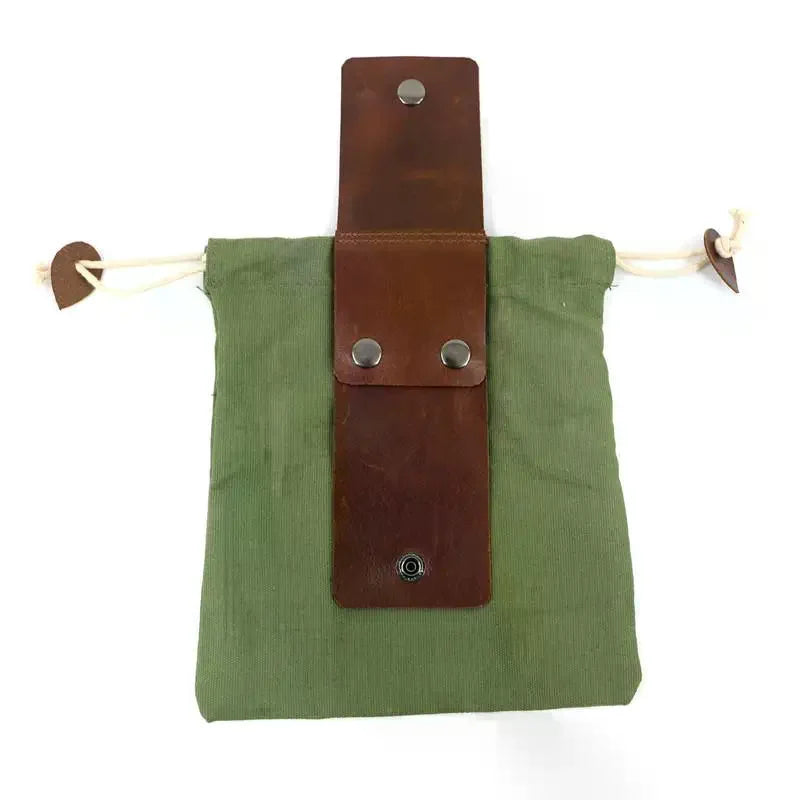 PU Leather Canvas Drawstring Belt Pouch | Outdoor Waist Bag