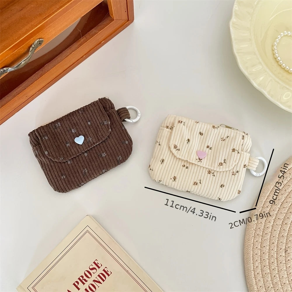 Corduroy Coin Purse Women's Wallet Zipper Card & Makeup Bag