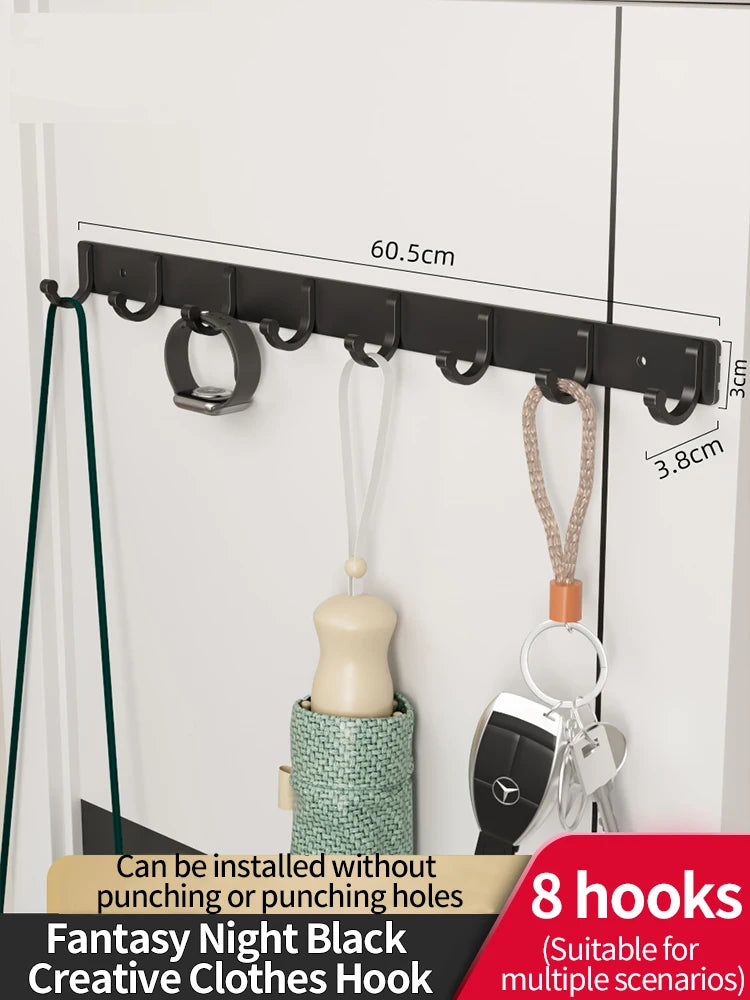 6-Hook Space Aluminum Wall Rack – Kitchen & Bathroom Organizer