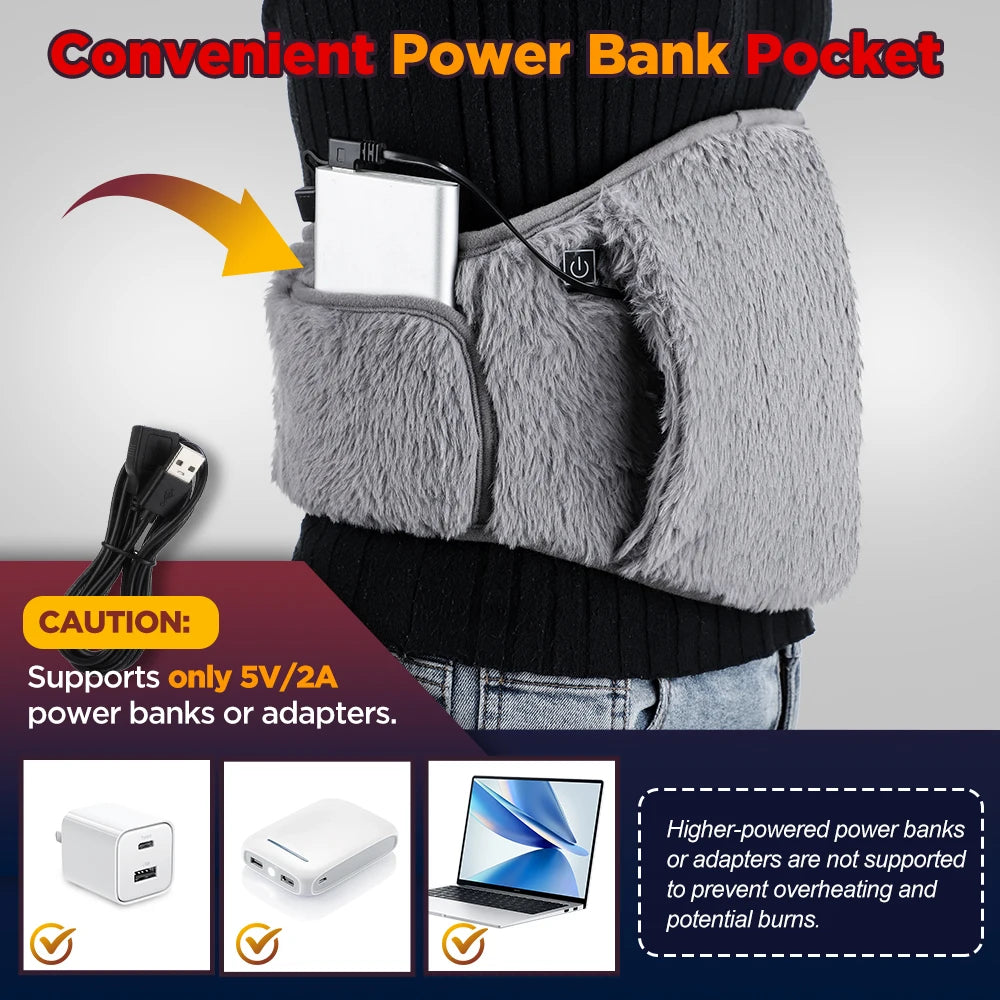 Electric Heating Waist Belt 3 Gear Temperature Abdominal Massager Menstrual Heating Pad Hand Belly Warmer Belt Fits All Body Peaceful Pleasures Health and Wellness