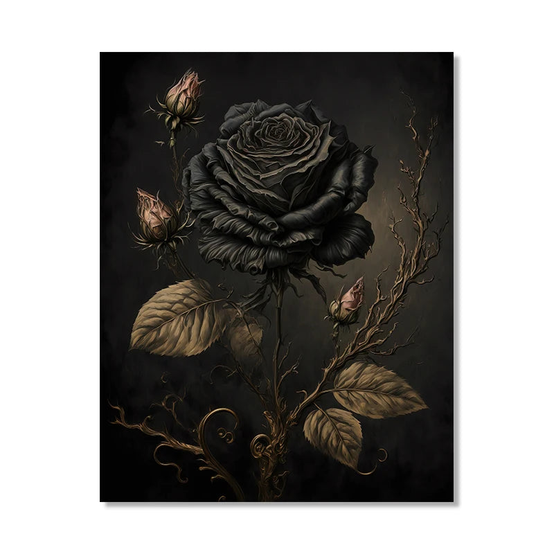 Moody Victorian Paintings Prints Vintage Dark Academia Aesthetic Decor Floral Poster Skeleton Canvas Painting Gallery Wall De Peaceful Pleasures Health and Wellness 7PB23071 20x30cm Unframed