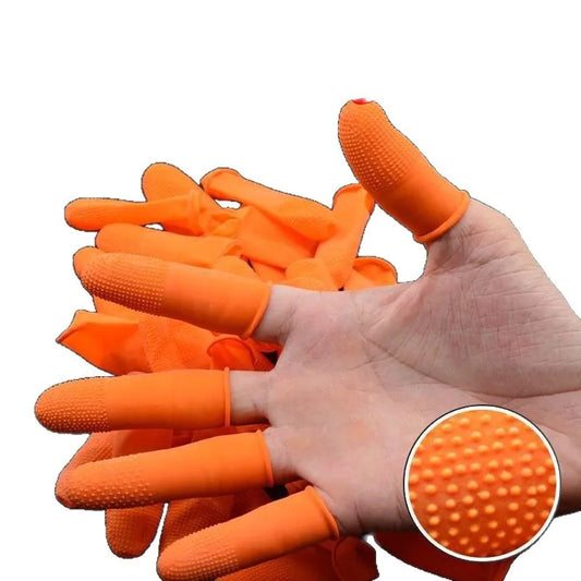 100Pcs Anti-slip Finger Cover Orange Color Durable Protective Finger Cover Thickened Latex Protective Finger Guard Peaceful Pleasures Health and Wellness
