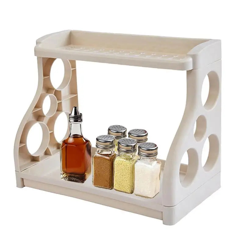 Kitchen Counter Shelf 2-Tier Kitchen Shelf Multi-Purpose Spices Organizer Knives Stand Space Saving Compact Storage Rack For Peaceful Pleasures Health and Wellness