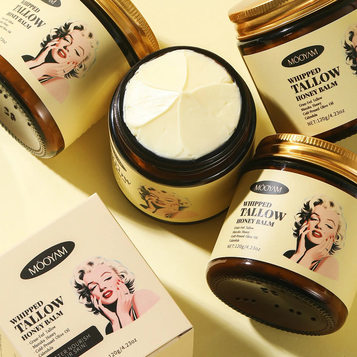 120g Whipped Beef Tallow And Honey Balm Beef Tallow Face Moisturizer Face & Body Skin Care Grass Fed Grass Finished Face Cream Peaceful Pleasures Health and Wellness