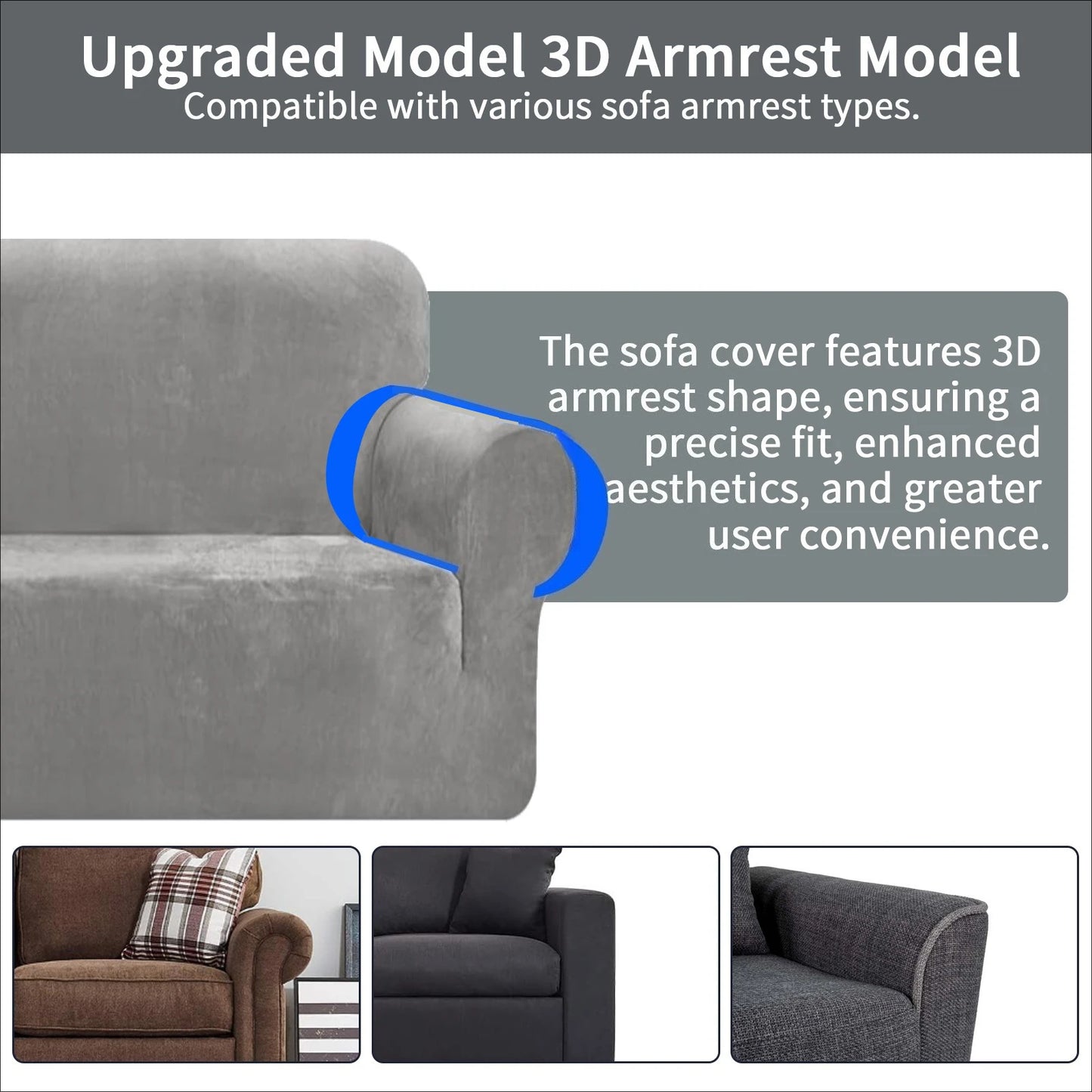 Premium Thicken Plush Velvet Sofa Cover Upgraded 3D Armrest Shape Stretch Couch Cover Sofa Slipcover Luxury Furniture Protector Peaceful Pleasures Health and Wellness