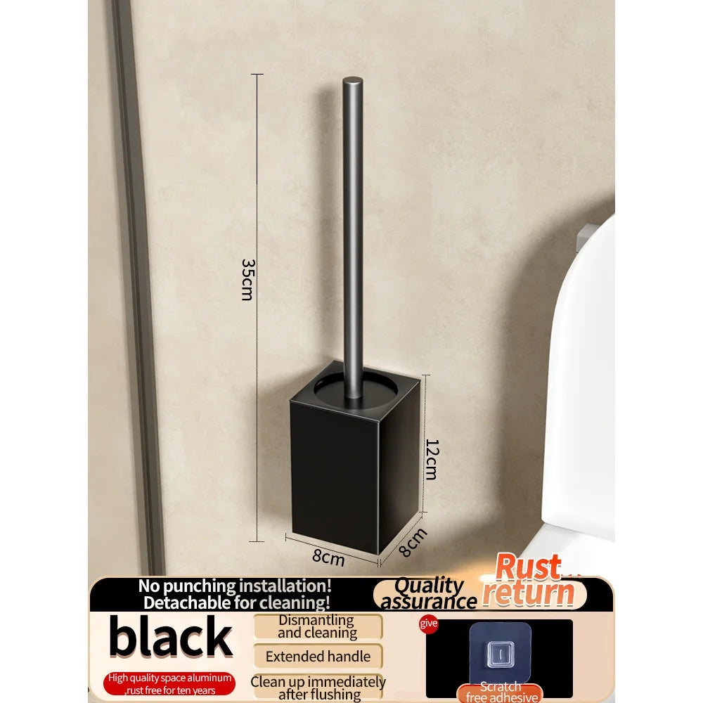 No-Drill Bathroom Toilet Shelf & Brush Holder | Aluminum