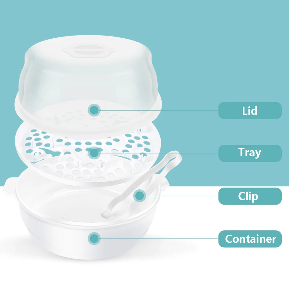 6 Baby Bottles Pacifiers Cups Disinfect 2-6 Minutes Microwave Bottle