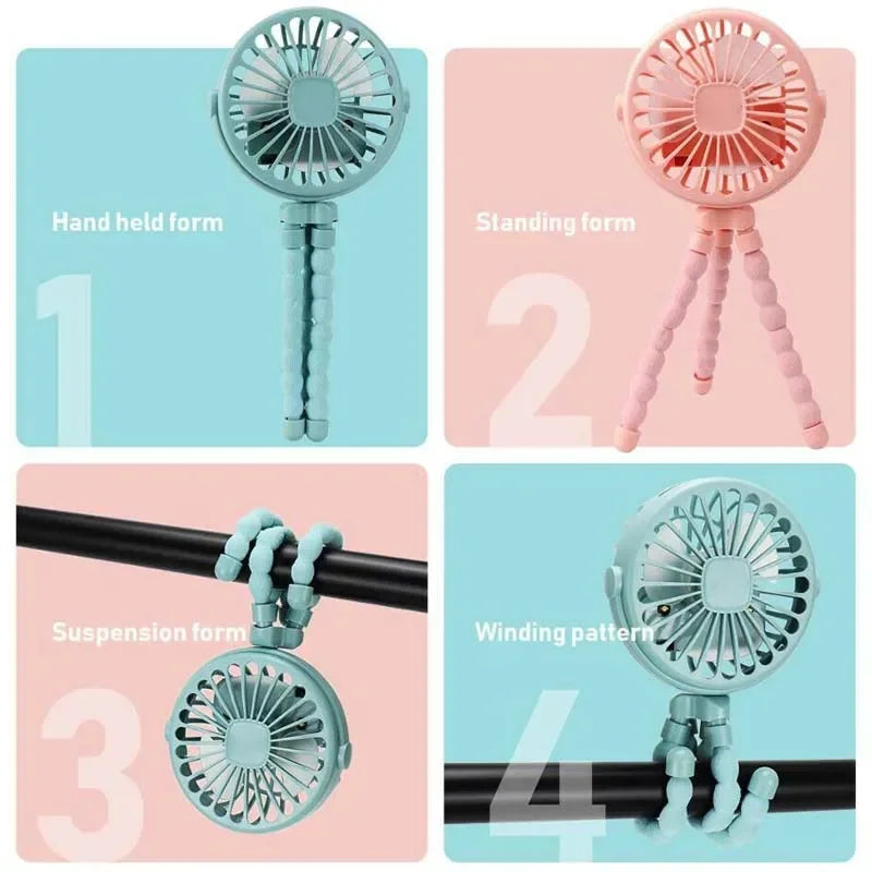 Portable Fan USB Rechargeable Clip-on Fans 3 Speeds 600mAh Mini Mini Air Cooler Home Cooling Appliances Household Electric Cold Peaceful Pleasures Health and Wellness