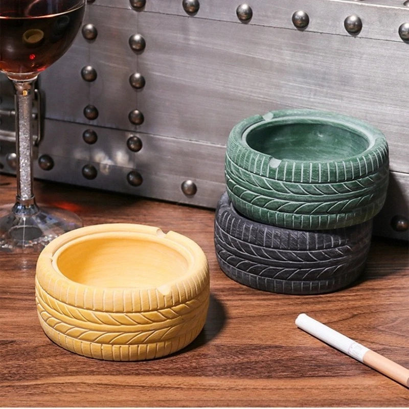 INS Retro Tire Shaped Smokeless Desktop Ashtray Personalized Trendy Creative Home Bar Ashtray for Stylish Smoking Convenience Peaceful Pleasures Health and Wellness