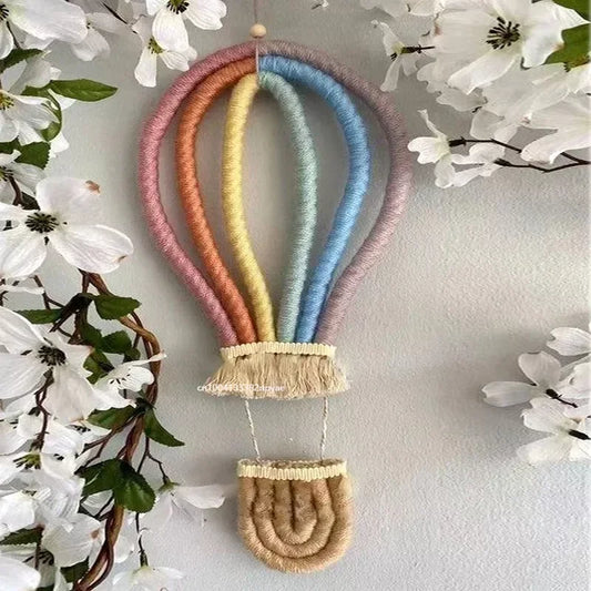 Hot Air Balloon Wall Hanging Colored Toy for Boho Home Decor Party Supplies Baby Shower Nursery Dorm Room Macrame Decor Peaceful Pleasures Health and Wellness