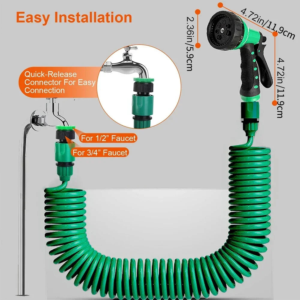 Garden Irrigation Water Hose Sprinkler Garden Hose with 8 Patterned Nozzles Car Cleaning Spring Pipe Plastic Hose Peaceful Pleasures Health and Wellness