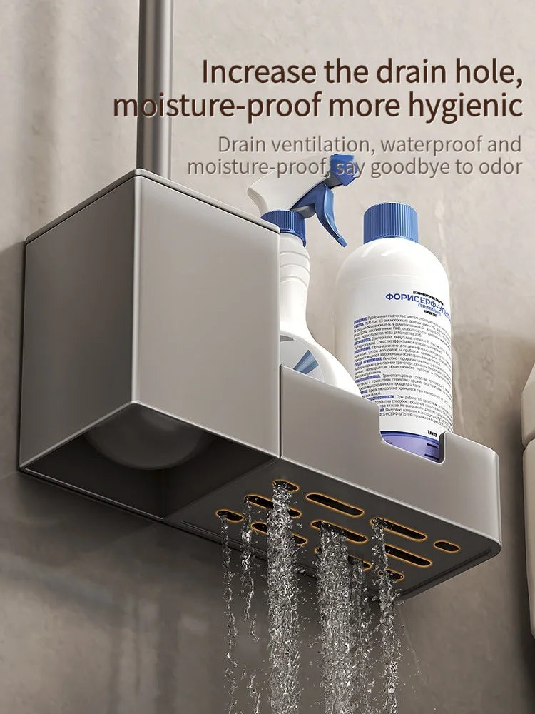 No-Drill Bathroom Toilet Shelf & Brush Holder | Aluminum