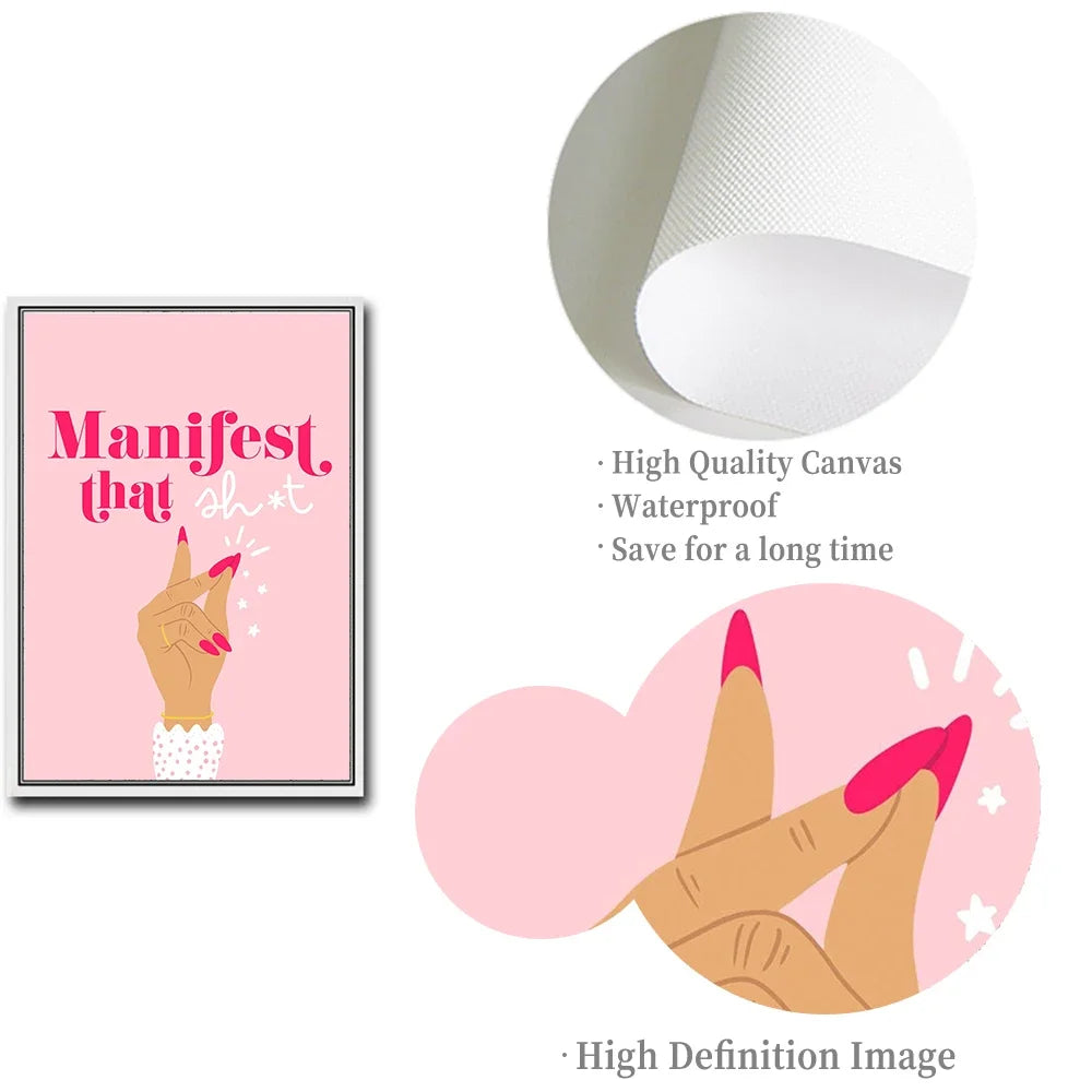 Scandinavian Minimalist Pink Canvas Wall Art | Girl Bedroom Print