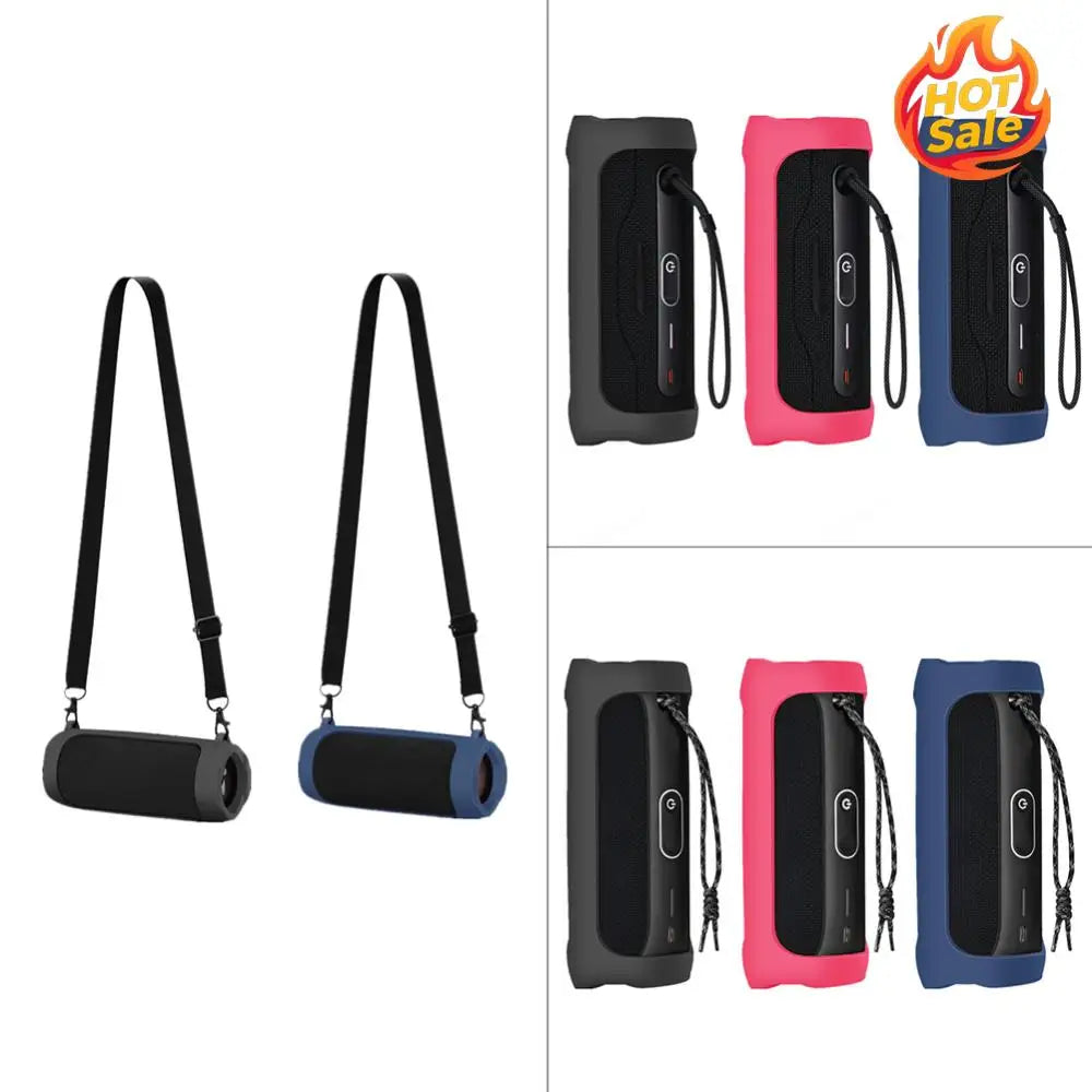 Silicone Case for JBL Flip 6 & 5 with Carabiner & Strap